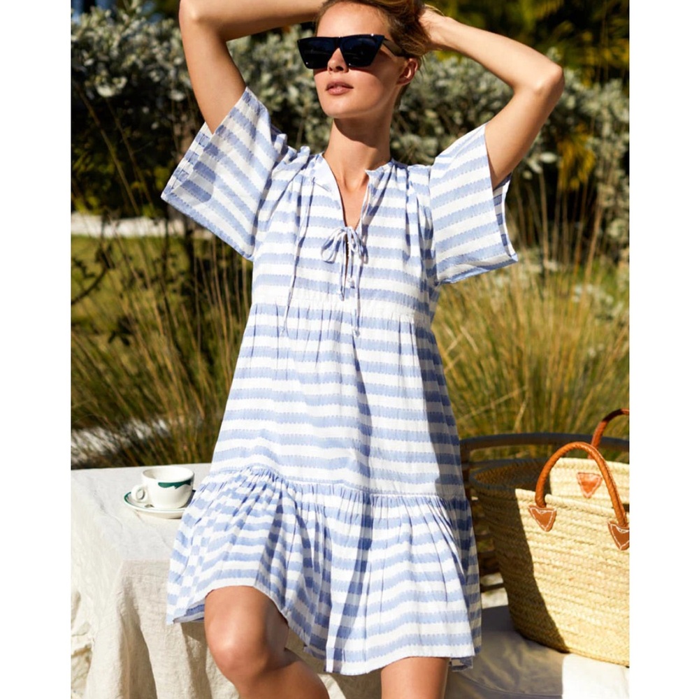 Emerson Fry Blue and White Striped Mini Dress
